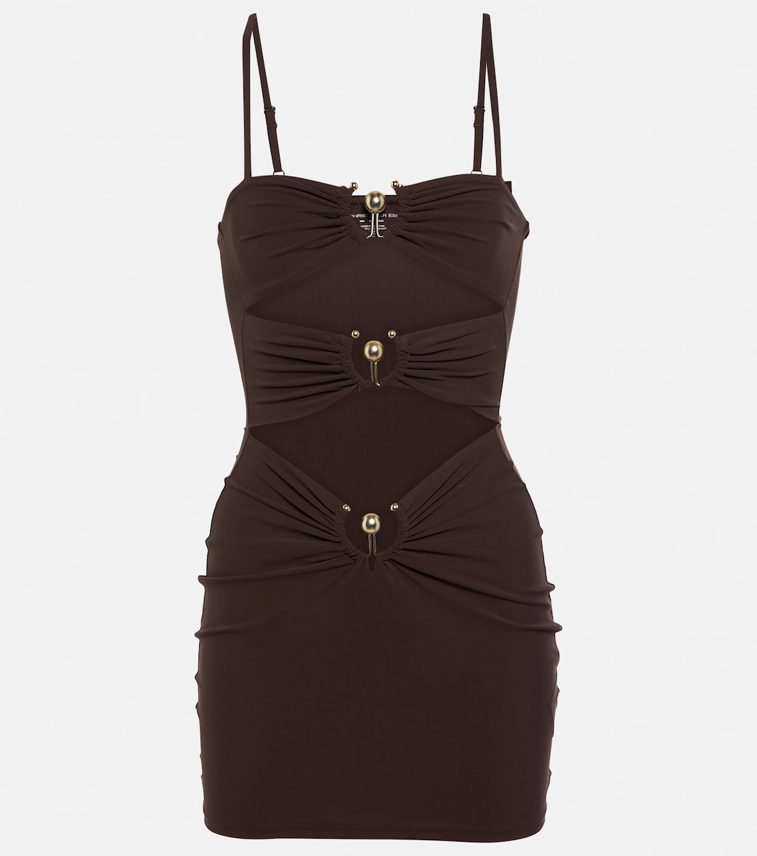 Christopher Esber Pierced Orbit Chocolate Mini Dress