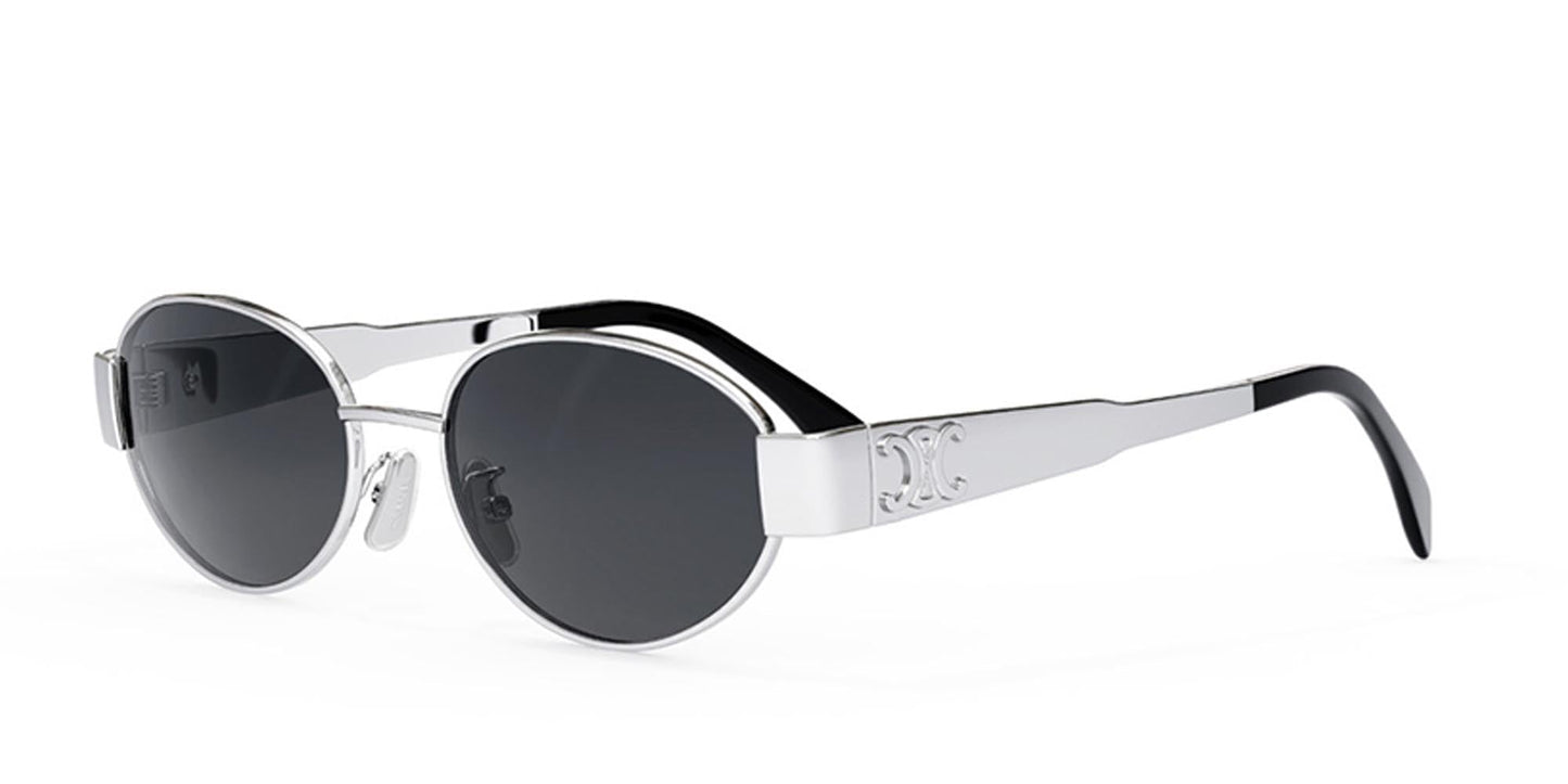 CELINE TRIOMPHE METAL 01 SUNGLASSES IN METAL SILVER / SMOKE