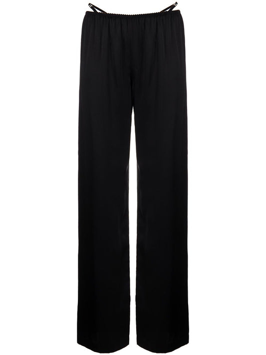 Alexander Wang Crystal-embellished Silk-charmeuse Wide-leg Pants