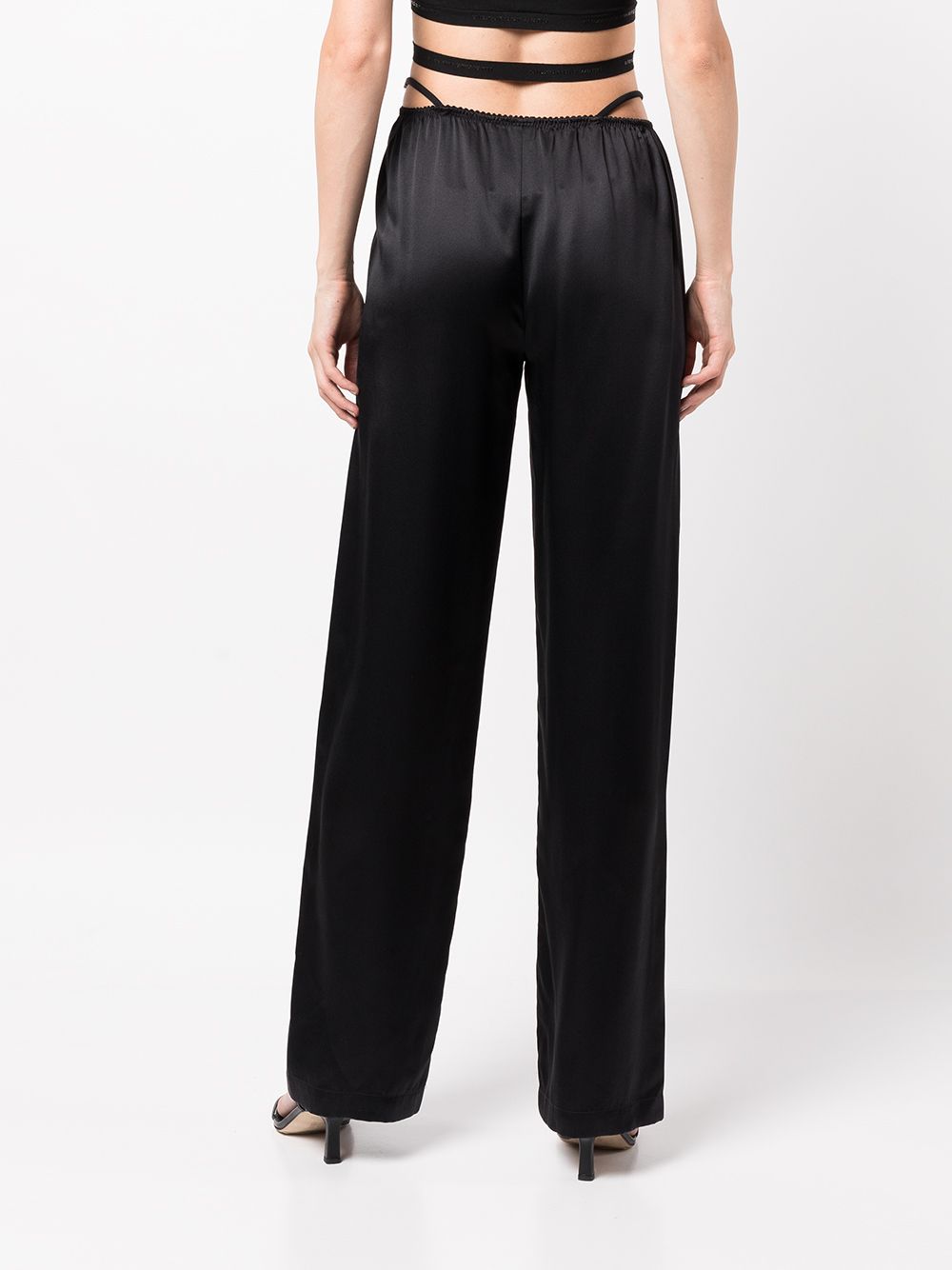 Alexander Wang Crystal-embellished Silk-charmeuse Wide-leg Pants