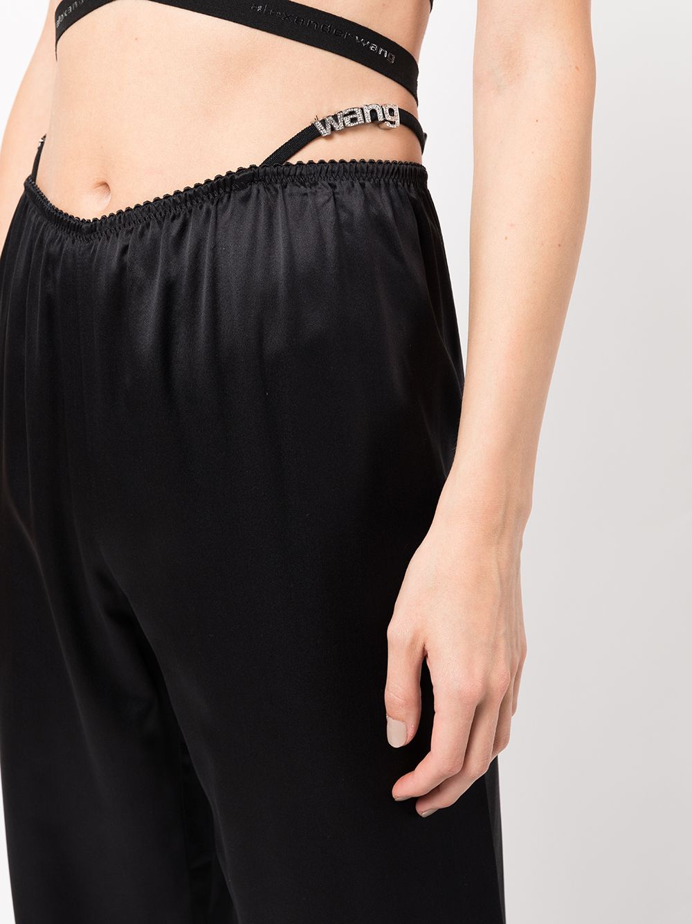 Alexander Wang Crystal-embellished Silk-charmeuse Wide-leg Pants