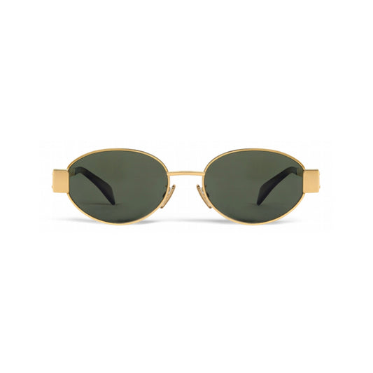 CELINE TRIOMPHE METAL 01 SUNGLASSES IN METAL GOLD / GREEN