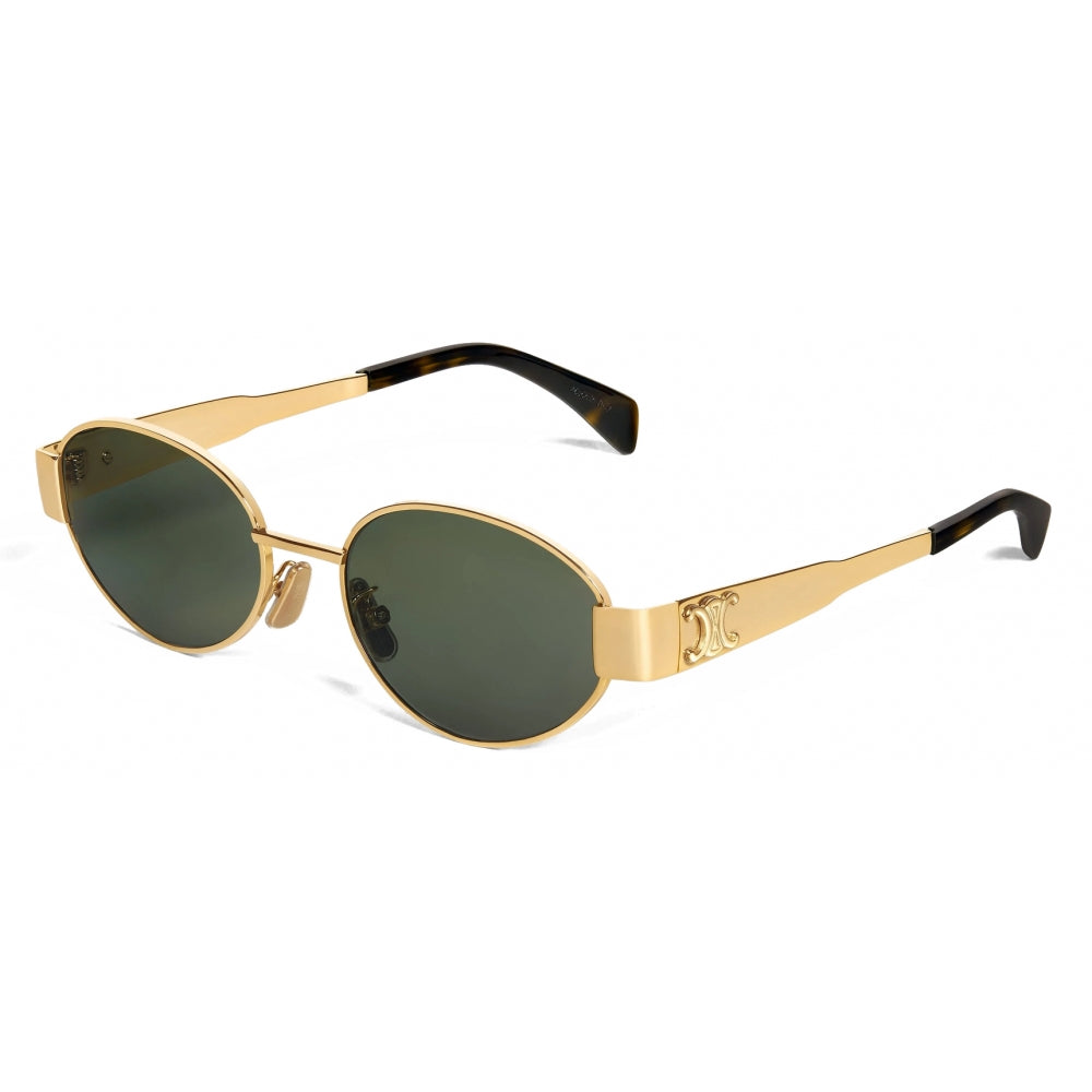 CELINE TRIOMPHE METAL 01 SUNGLASSES IN METAL GOLD / GREEN