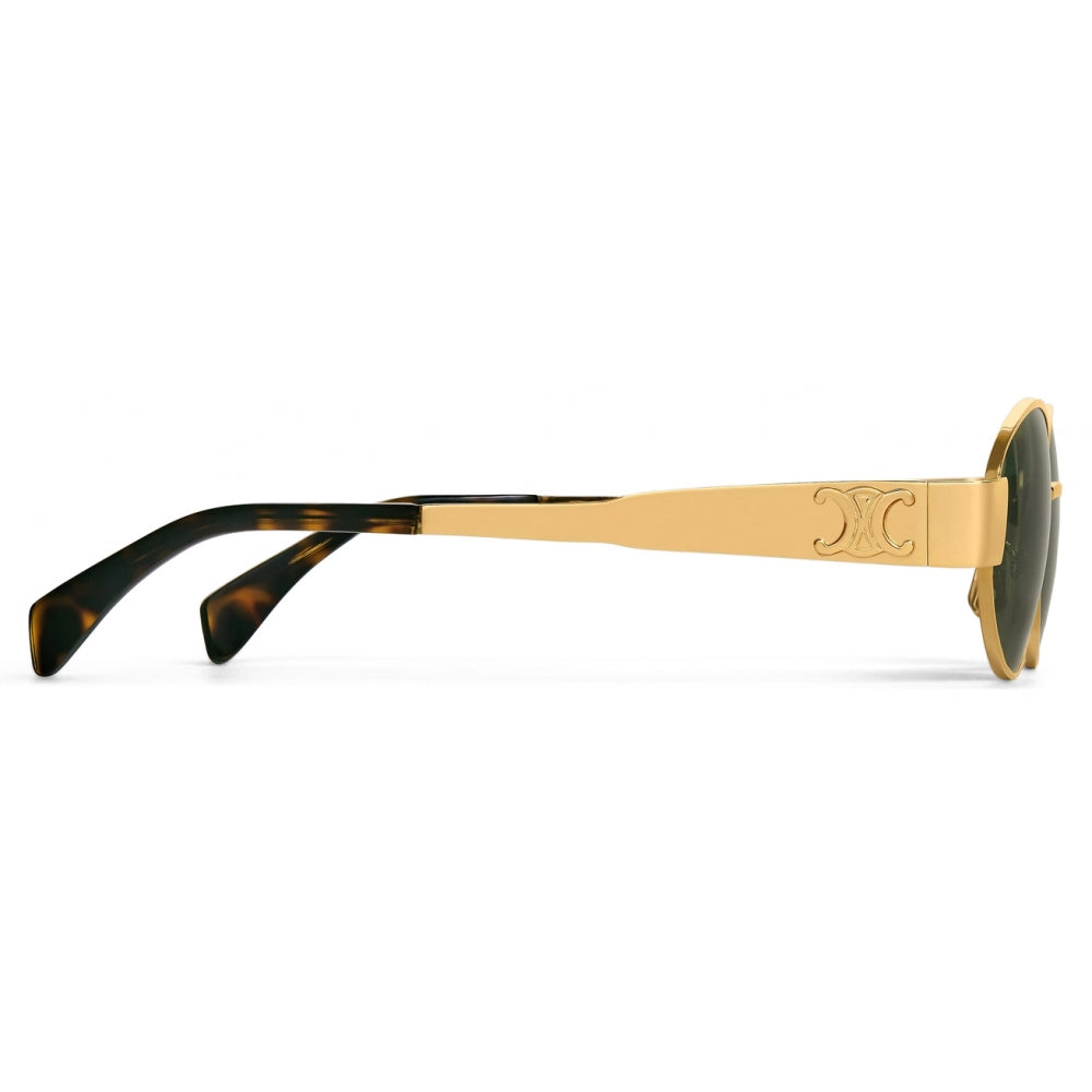 CELINE TRIOMPHE METAL 01 SUNGLASSES IN METAL GOLD / GREEN