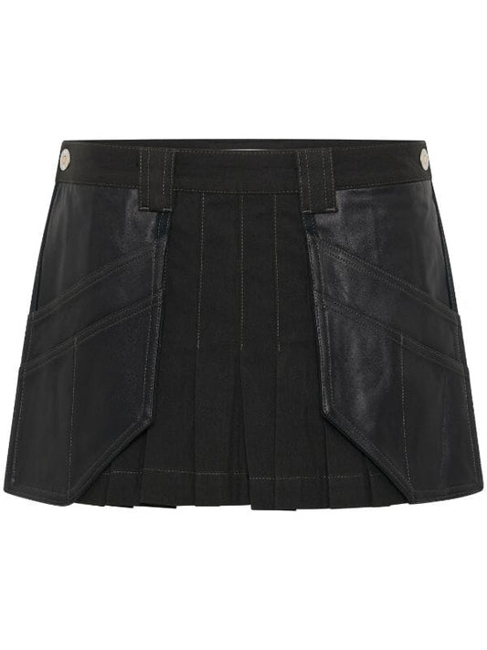 Dion Lee Workwear Pleated Lambskin Miniskirt