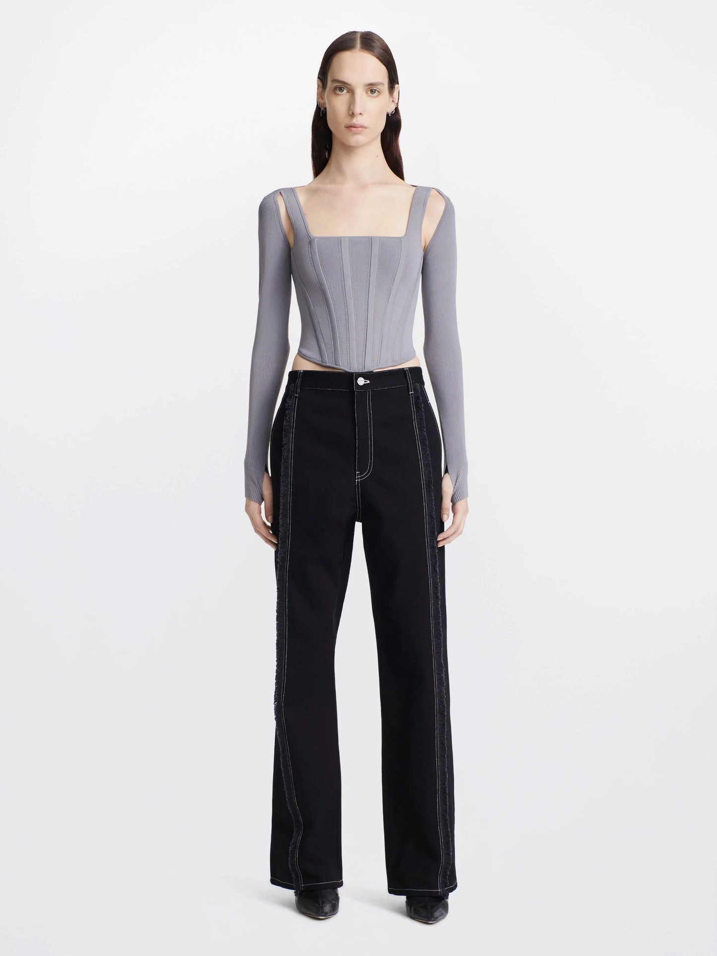 Dion Lee Pointelle Corset Top in Pewter