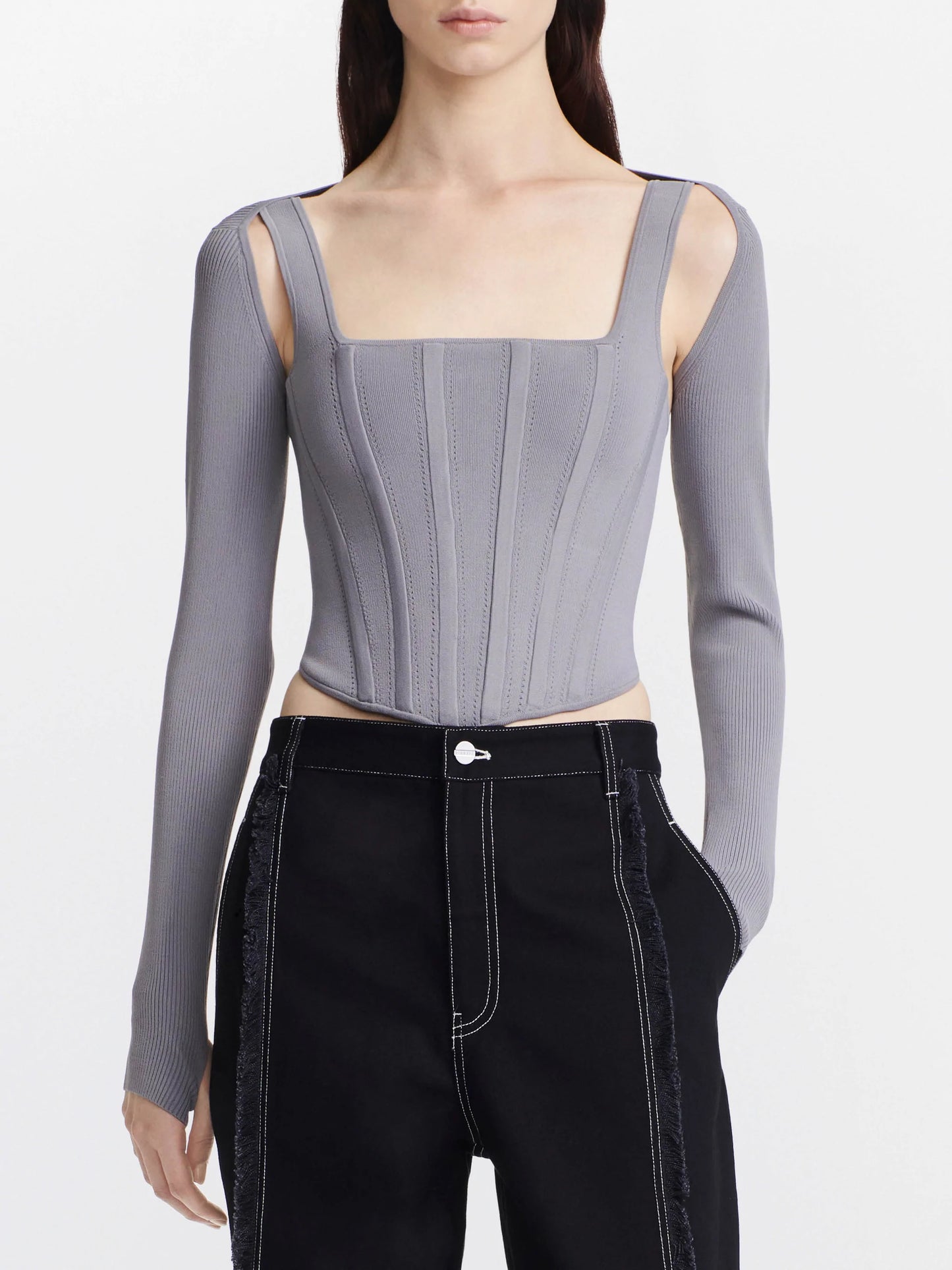 Dion Lee Pointelle Corset Top in Pewter