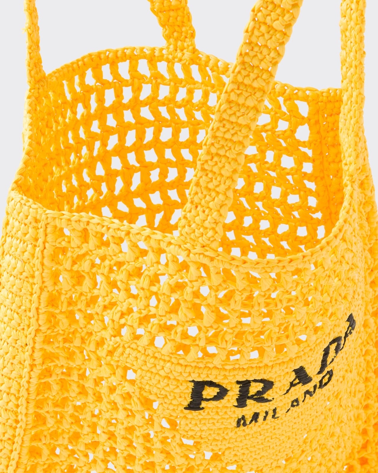 Prada Raffia Tote Bag in Yellow