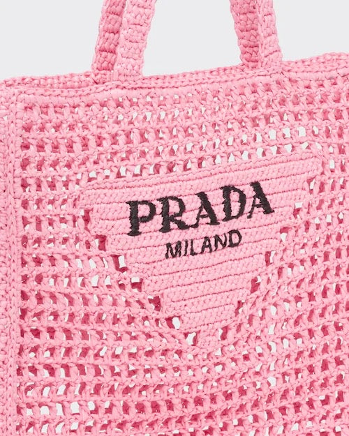 Prada Raffia Tote Bag in Petal Pink