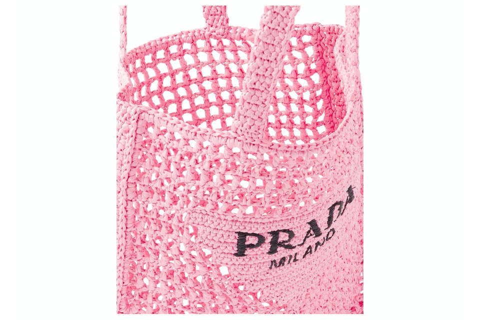 Prada Raffia Tote Bag in Petal Pink